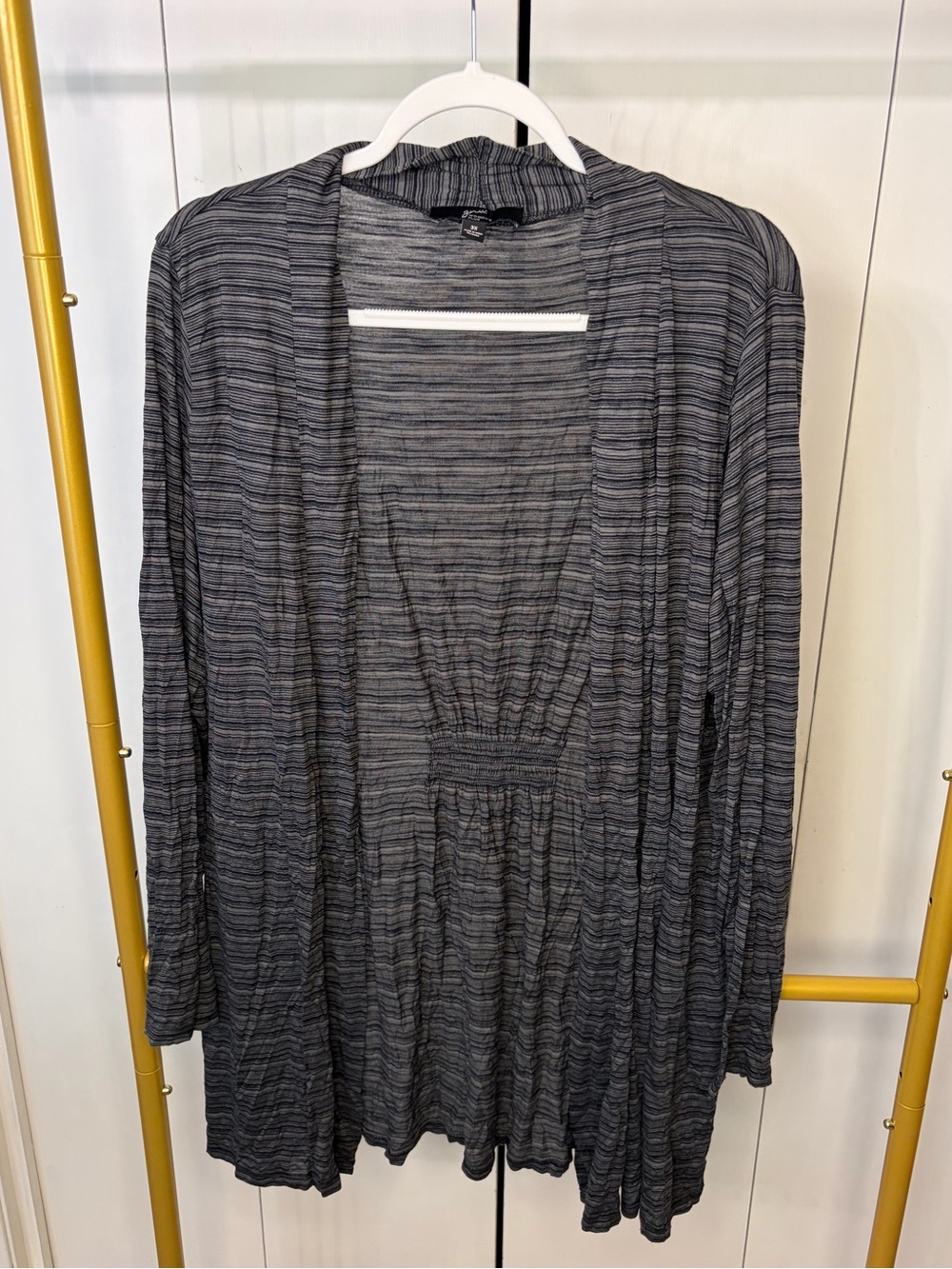 Charcoal Striped Open Cardigan